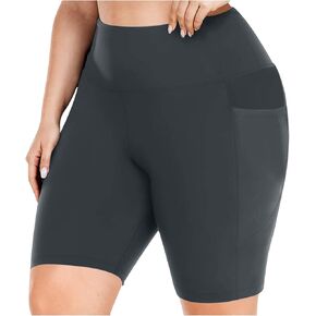 Plus Size Biker Shorts with Pockets for Women Tummy Control N High Waisted Leggings Workout Athletic Yoga Shorts in Saudi Arabia