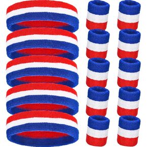 BEMEMO 15 PCS 4th July Sweatband Set Sportband Standband Stands Terry Cloth for American American in Kuwait