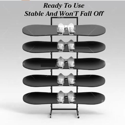 رف التزلج 3/4/5 مستويات ، رف التزلج مع منصات القدم ، رف تخزين على الجليد ، سهلة التثبيت ، للمنزل والجراج (أسود ، 3 مستويات) in Saudi Arabia