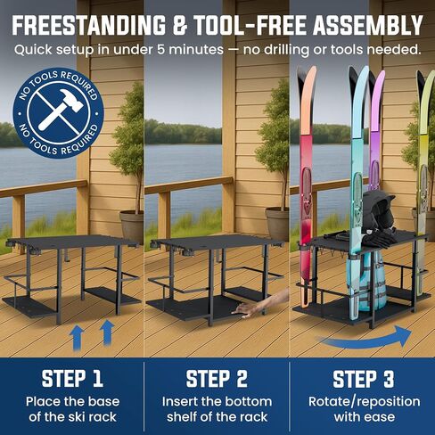 Water Ski Storage Rack – Garage Ski Rack Freestanding Organizer for Waterskis, Wakeboards, Paddleboards & Surfboards – Summer Water Sports Gear Holder for Indoor/Outdoor Use – 29x19x6 Inches in Saudi Arabia