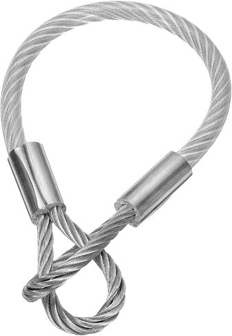 uxcell 3/16 "(5mm) 1ft (300mm) 304 حبل سلك كابل من الفولاذ المقاوم للصدأ مع نهايات حلقة 7 × 19 سلك الطائرات المطلي بلغة PVC الأساسية لخارجية التزوير البحرية التزيين. in Saudi Arabia