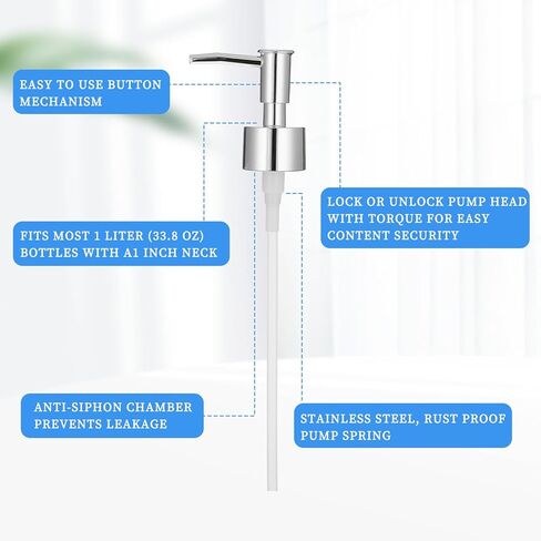 2 Pack Soap Dispenser Pump, Soap Pump Replacement, Replacement for Liquid Hand Soaps Dispensers for Regular Glass Mouth Bottles, Standard 28/400 Neck Size in Saudi Arabia