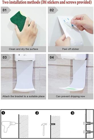 2PCS الجدار المثبتة على الصابون صينية التنقيط ، الحامل ، قوس ، علبة المياه ، حامل كأس المنظفات ، منع التقاط ورش (أبيض) in Saudi Arabia