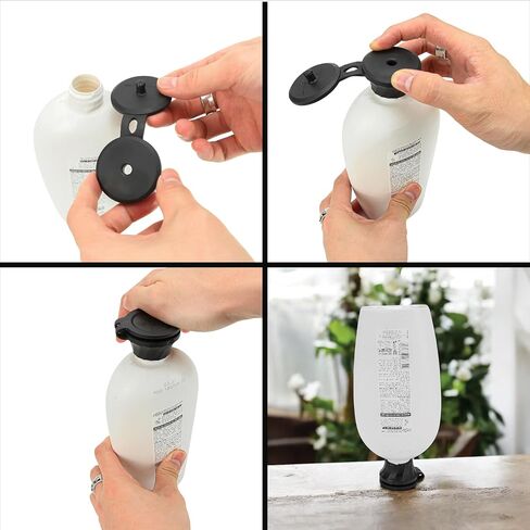 6pcs Bottle Emptying Kit Cap for Upside Down Dispenser Shampoo Lotion, Saver Flipping Set with 3 Sizes Adapter Transfer Connector, Inverted Every Drop Out- Measure Your Bottle Opening Before Order! in Saudi Arabia