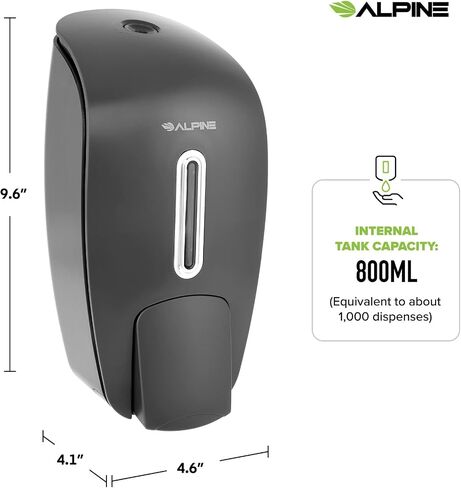 Alpine Manual Soap Dispenser Wall Mount - Commercial Soap Dispenser Wall Mounted for Liquid Soap & Hand Sanitizer in Bathroom, Kitchen, Refillable Large 800 ml Capacity (Grey) in Kuwait
