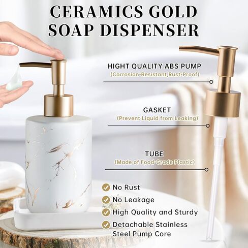 Soap Dispenser with Matte Black Pump, Ceramic Soap Dispenser Bathroom, Minimalist Modern Design Dish Soap Lotion Dispenser for Kitchen Sink, White Refillable Liquid Lotion Hand Soap Bottle in Kuwait