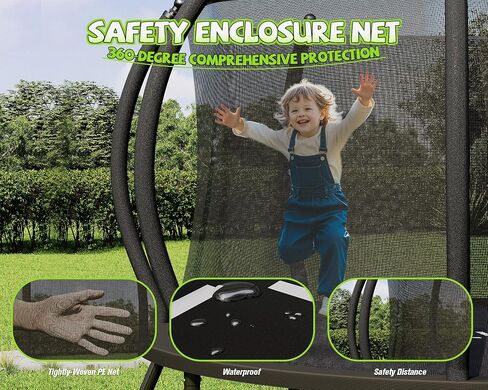 8FT 10FT 12FT 14FT 15FT 16FT Outdoor Trampoline with Enclosure Net and Ladder, Recreational Trampolines for Kids and Adults, Quick Connect Frame, ASTM Approval in Saudi Arabia