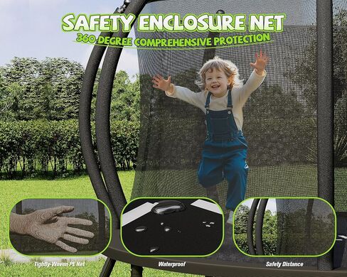 8FT 10FT 12FT 14FT 15FT 16FT Outdoor Trampoline with Enclosure Net and Ladder, Recreational Trampolines for Kids and Adults, Quick Connect Frame, ASTM Approval in Saudi Arabia