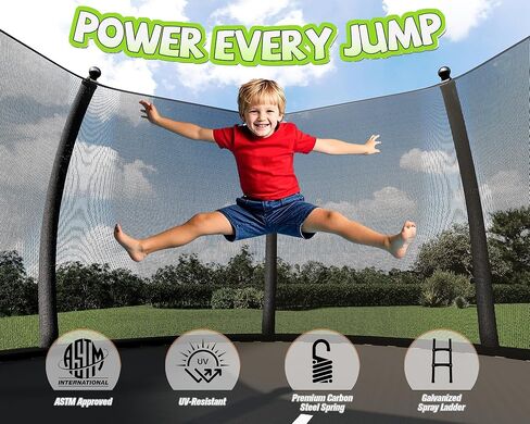8FT 10FT 12FT 14FT 15FT 16FT Outdoor Trampoline with Enclosure Net and Ladder, Recreational Trampolines for Kids and Adults, Quick Connect Frame, ASTM Approval in Saudi Arabia