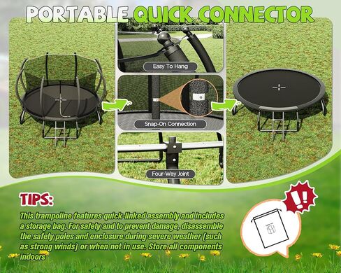 8FT 10FT 12FT 14FT 15FT 16FT Outdoor Trampoline with Enclosure Net and Ladder, Recreational Trampolines for Kids and Adults, Quick Connect Frame, ASTM Approval in Saudi Arabia