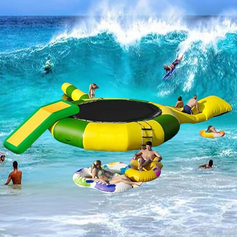 Lake Trampoline Jumping Swimming Platform, Water Trampoline with Rope Ladder, Inflatable Trampoline Jumping Floating Trampoline for Water Sports Toys,10ft in Saudi Arabia