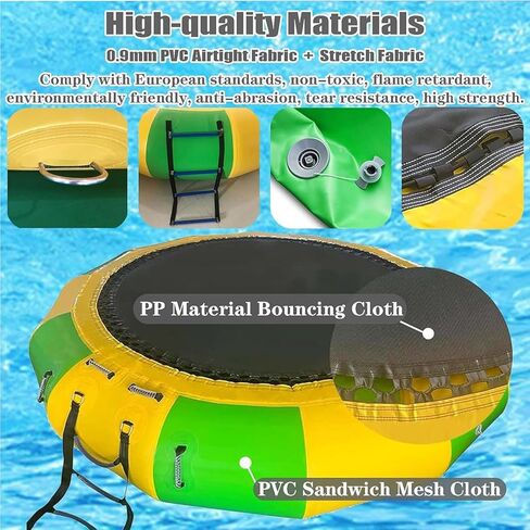 Lake Trampoline Jumping Swimming Platform, Water Trampoline with Rope Ladder, Inflatable Trampoline Jumping Floating Trampoline for Water Sports Toys,10ft in Saudi Arabia