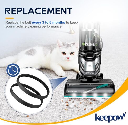 حزام فراغ Breatow for Bissell Multiclean Pet Cleaner Model 2998 ، 2852 ، 3059 ، 2849 ، 3000 ، 3057 ، 2999 ، 31259 ، 28492 ، EPH245 Grooved Belt for Triple Action Roll ، Part #1625646 ، 2 Pack in Kuwait