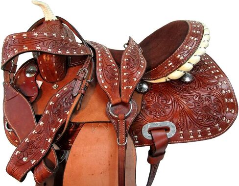 Western Horse Saddle Barrel Racing Pleasure Ride Trail Horse Tooled Leather Rodeo Cowboy Saddles 15 16 17 18 in Saudi Arabia