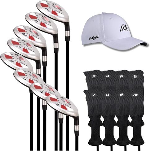 Majek Golf K5 Senior Lady All True Hybrid Clubs Complete Full Hybrid Set Includes #3,4,5,6,7,8,9,PW + Headcover Set & Majek Golf Hat in Saudi Arabia