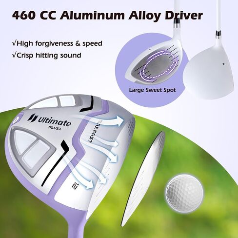 Goplus Complete Golf Club Set for Women, 11 PCS Right Handed Golf Clubs with 460CC #1 Driver, #3 Fairway, #5 Hybrid, #5/#6/#7/#8/#9/#P/#S Irons, Putter, Golf Cart Bag with Rain Hood for Lady in Saudi Arabia