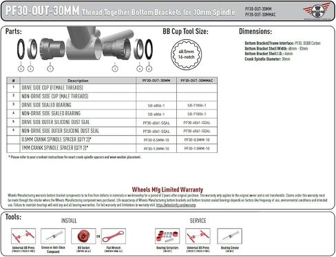 PF30 Outboard Bottom Bracket for 30mm Cranks with Cannondale by Wheels Manufacturing in Saudi Arabia