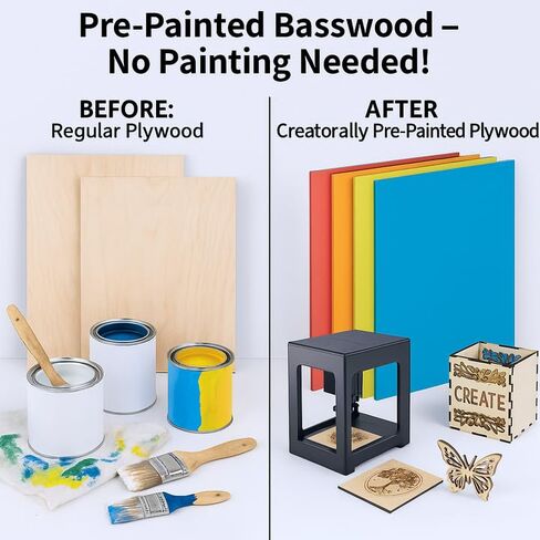 8 Pack Pre-Painted Colored Plywood Sheets with Air Assist Pump Kit, 12x12x1/8 Laser Engraving Bundle for Clean Cuts, DIY Crafts, Ornaments, Models, Compatible with S9 S10 A5 PRO in Kuwait