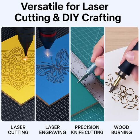 8 Pack Pre-Painted Colored Plywood Sheets with Air Assist Pump Kit, 12x12x1/8 Laser Engraving Bundle for Clean Cuts, DIY Crafts, Ornaments, Models, Compatible with S9 S10 A5 PRO in Kuwait