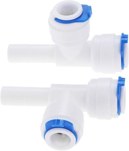 Quick Connect Connector Hose Joint 2Pcs T Shape 3 Way RO Water 3/8"OD Hose Coupling 3/8"Pipe Reverse Osmosis Aquarium System Plastic Quick Fitting Connector in Saudi Arabia