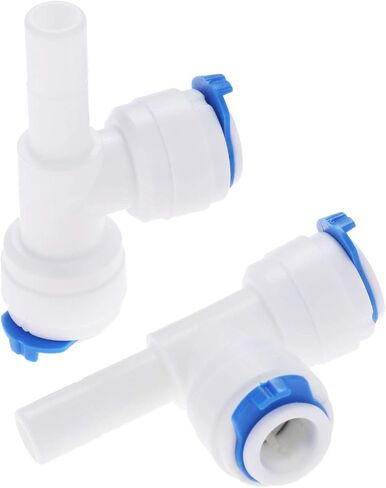 Quick Connect Connector Hose Joint 2Pcs T Shape 3 Way RO Water 3/8"OD Hose Coupling 3/8"Pipe Reverse Osmosis Aquarium System Plastic Quick Fitting Connector in Saudi Arabia