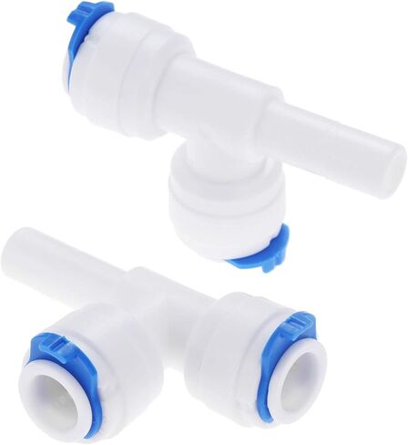 Quick Connect Connector Hose Joint 2Pcs T Shape 3 Way RO Water 3/8"OD Hose Coupling 3/8"Pipe Reverse Osmosis Aquarium System Plastic Quick Fitting Connector in Saudi Arabia
