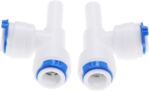 Quick Connect Connector Hose Joint 2Pcs T Shape 3 Way RO Water 3/8"OD Hose Coupling 3/8"Pipe Reverse Osmosis Aquarium System Plastic Quick Fitting Connector in Saudi Arabia