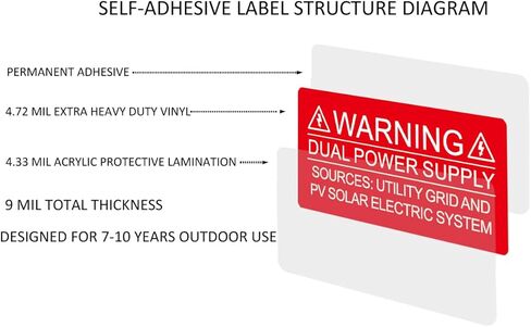 10 Pack Premium Screen Printed Outdoor Rated Solar Warning Label in Saudi Arabia