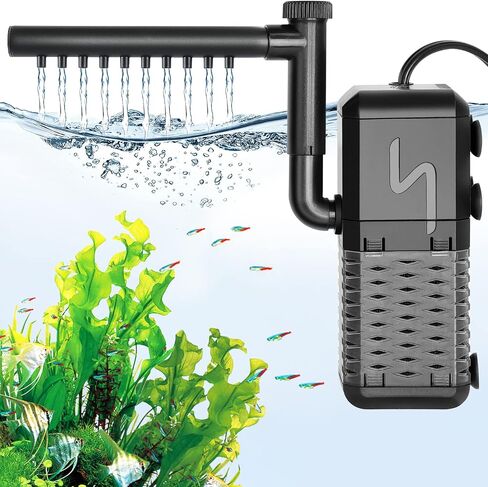 مرشح AQQA Aquarium الداخلي ، مرشح الطاقة الغاطس مع تصميم نظام هرمون مياه الأمطار ، تصميم تدفق المياه القابل للتعديل ، ترشيح الإسفنج الحيوي الصامت الصامت لخزان السمك 26-70 جالون ، 211 GPH ، 9W in Kuwait
