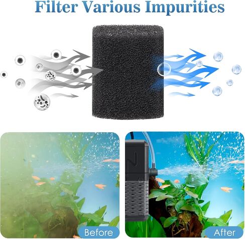 مرشح AQQA Aquarium الداخلي ، مرشح الطاقة الغاطس مع تصميم نظام هرمون مياه الأمطار ، تصميم تدفق المياه القابل للتعديل ، ترشيح الإسفنج الحيوي الصامت الصامت لخزان السمك 26-70 جالون ، 211 GPH ، 9W in Kuwait