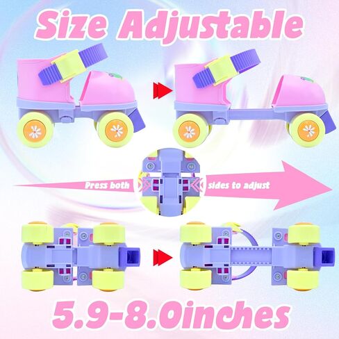 Kids Roller Skate for Girls Boys Ages 2-5 Years Old, Adjustable Toddler Rollerskates, Children Beginner Roller Skate RS209 in Saudi Arabia