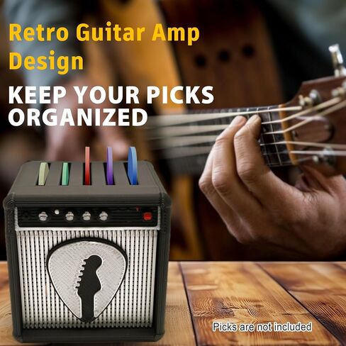 Unique Guitar Pick Holder Retro Guitar Amp Model Guitar Picks Holder Pick Organizer & Display Case Gift for Music Enthusiasts and Guitar Players (Silver) in Saudi Arabia