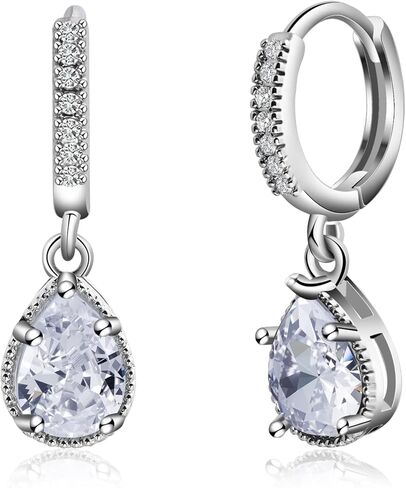 Teardrop Sapphire Hoop Earrings Sterling Silver Dangle Royal Blue Earrings for Women in Saudi Arabia