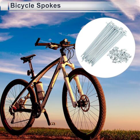 1 Set Universal Bicycle Spokes 12G 130mm Length Bike Wheel Spokes Nipple Silver Tone Carbon Steel Galvanized in Saudi Arabia