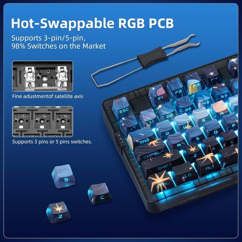 ZORNHER ZH980 Wireless Mechanical Gaming Keyboard,95% Blue Hot-Swappable Custom Creamy Keyboard with Number Pad,Shine Through Dye Sublimation PBT Keycaps,Pre-lubed Linear Switches,RGB Backlit in Kuwait