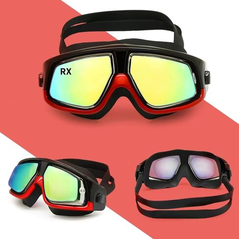 Farsighted +2.0 to +6.0 Optical Swim Goggles, Anti-Fog, UV Protected Big mask swimming goggles in Kuwait
