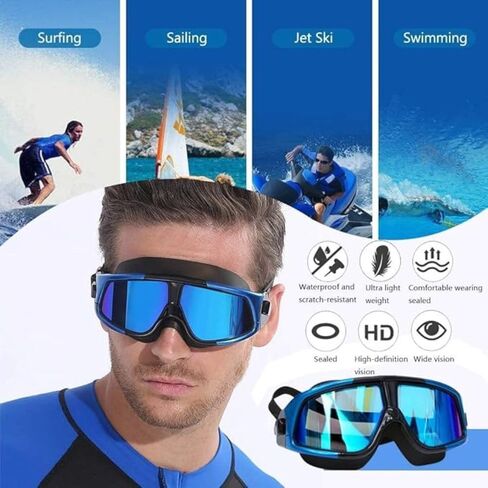 Farsighted +2.0 to +6.0 Optical Swim Goggles, Anti-Fog, UV Protected Big mask swimming goggles in Kuwait