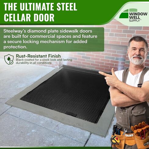 Steelway Diamond Plate Sidewalk Door - Heavy-Duty Secure Metal Access Doors for Convenient Outdoor Entry and Enhanced Security, Sidewalk Diamond Metal Plate Covers - 48" L x 60" W in Saudi Arabia
