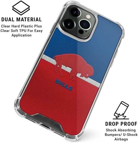Skinit Clear Phone Case متوافق مع iPhone 15 Pro Max - تصميم NFL Buffalo Bills مرخص رسميًا in Saudi Arabia