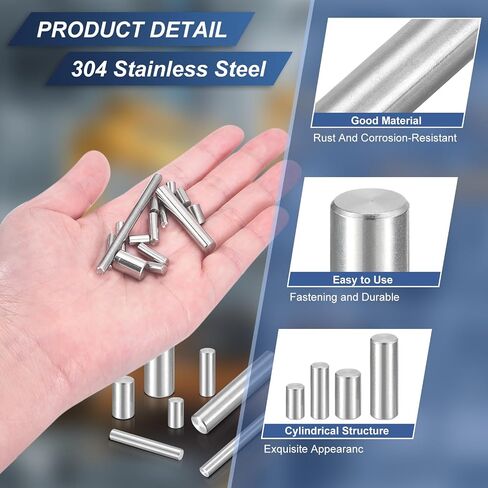 UXCELL 8PCS M6 × 60 مم 304 دبوس الصلب غير القابل للصدأ ، الدعم الأسطواني دعم PEG PIS PIN PROALTER للتصنيع الميكانيكي ، الصناعة ، تركيب الأثاث ، الفضة in Kuwait