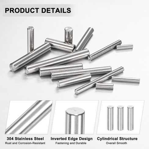 50 pack 5 × 16 مم دبوس ، 304 عناصر دعم دبوس الدعم من الفولاذ المقاوم للصدأ للأجهزة المعدنية/المشاريع الخشبية ، دبوس دعم الرف الأسطواني [نغمة فضية] in Saudi Arabia
