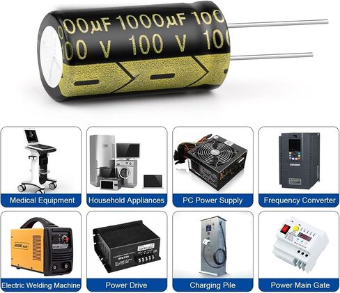 10Pcs Aluminum Electrolytic Capacitor 100V1000UF 18x35mm High Frequency Low ESR Low Resistance Capacitors in Saudi Arabia