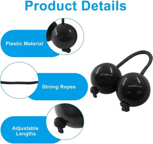 Bokwin African Rhythms Aslatua Shakers ، 2 Pack Kashaka Musical Adcussion Instruments & Rhythmic Balls ، African Hand Sercuss for Bealth Compans ، ABS 2 Inch Shakers for Phinivies (Black) in Kuwait
