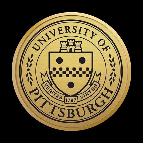 University of Pittsburgh At Bradford 11" w x 8.5" h Diploma Frame - Fits a bachelor's - Gold Engraved Medallion Diploma Frame - Black Moulding with Black and Royal Blue Matting in Saudi Arabia