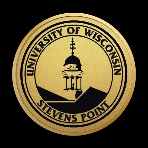 University of Wisconsin Stevens Point 10"w x 8"h Diploma Frame - Fits a bachelor's - Gold Engraved Medallion Diploma Frame - Black Moulding with Black and Gold Matting - Officially Licensed in Saudi Arabia