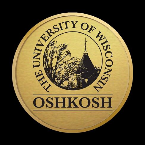 University of Wisconsin Oshkosh 10" w x 8" h Diploma Frame - Fits a bachelor's and master's - Gold Engraved Medallion Diploma Frame - Black Moulding with Black and Gold Matting in Saudi Arabia