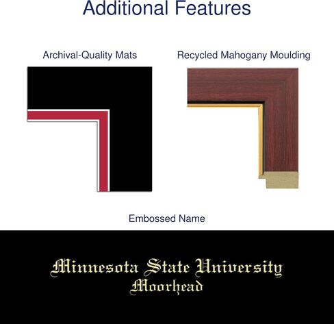جامعة ولاية مينيسوتا Moorhead 8 "W X 6" H Diploma Frame - يناسب إطار الدبلوم الذهبي المنقوش بالذهول - Mahogany abliding مع الحصير الأسود والأحمر - مرخص رسميًا in Saudi Arabia