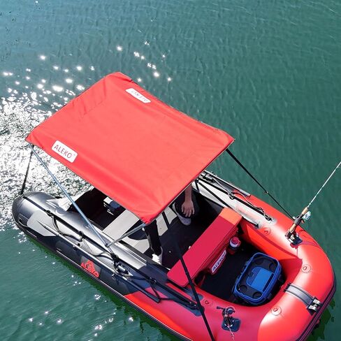 ALEKO Boat Bimini Canopy Top | Tent Sun Shelter Sunshade for 12.5 ft Long Inflatable Boats | 4.3 x 3.7 Ft | Color Red | BSTENT380R in Kuwait