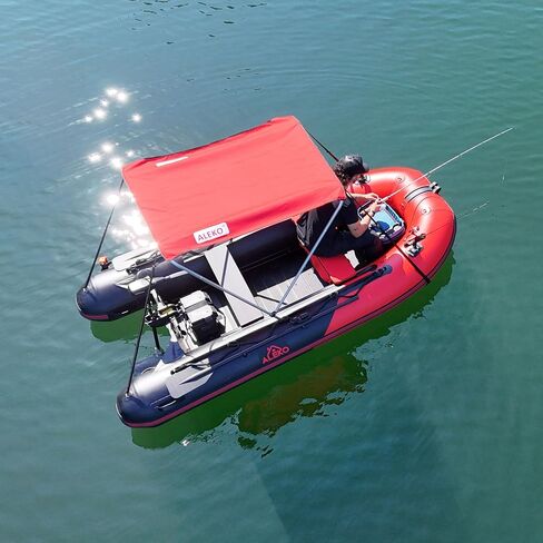 ALEKO Boat Bimini Canopy Top | Tent Sun Shelter Sunshade for 12.5 ft Long Inflatable Boats | 4.3 x 3.7 Ft | Color Red | BSTENT380R in Kuwait