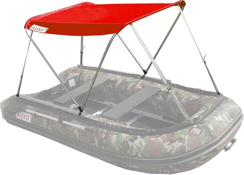 ALEKO Boat Bimini Canopy Top | Tent Sun Shelter Sunshade for 12.5 ft Long Inflatable Boats | 4.3 x 3.7 Ft | Color Red | BSTENT380R in Kuwait